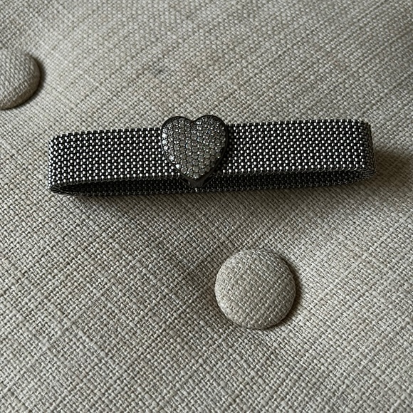 Crystal Heart Silver Bracelet Cuff - Picture 1 of 5